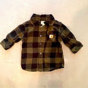 Carhartt Baby infant boys plaid shirt. Size 6 months. Green and Black. NWOT